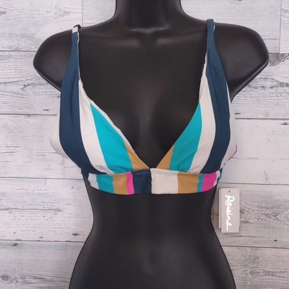 Raisins Belle Mar Miami Tie Back Bikini Swim Top Large Navy - Picture 4 of 10